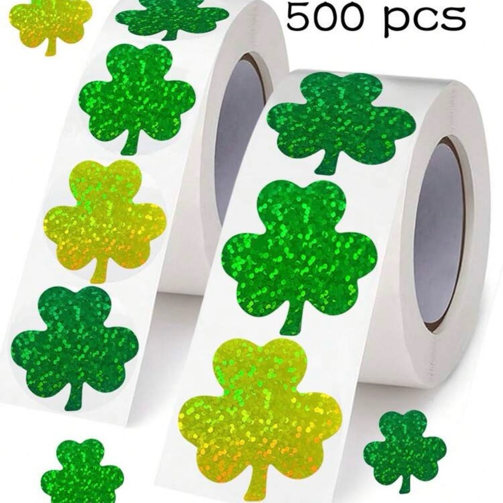 Green and Lime Green Shamrock Stickers - 500 Stickers